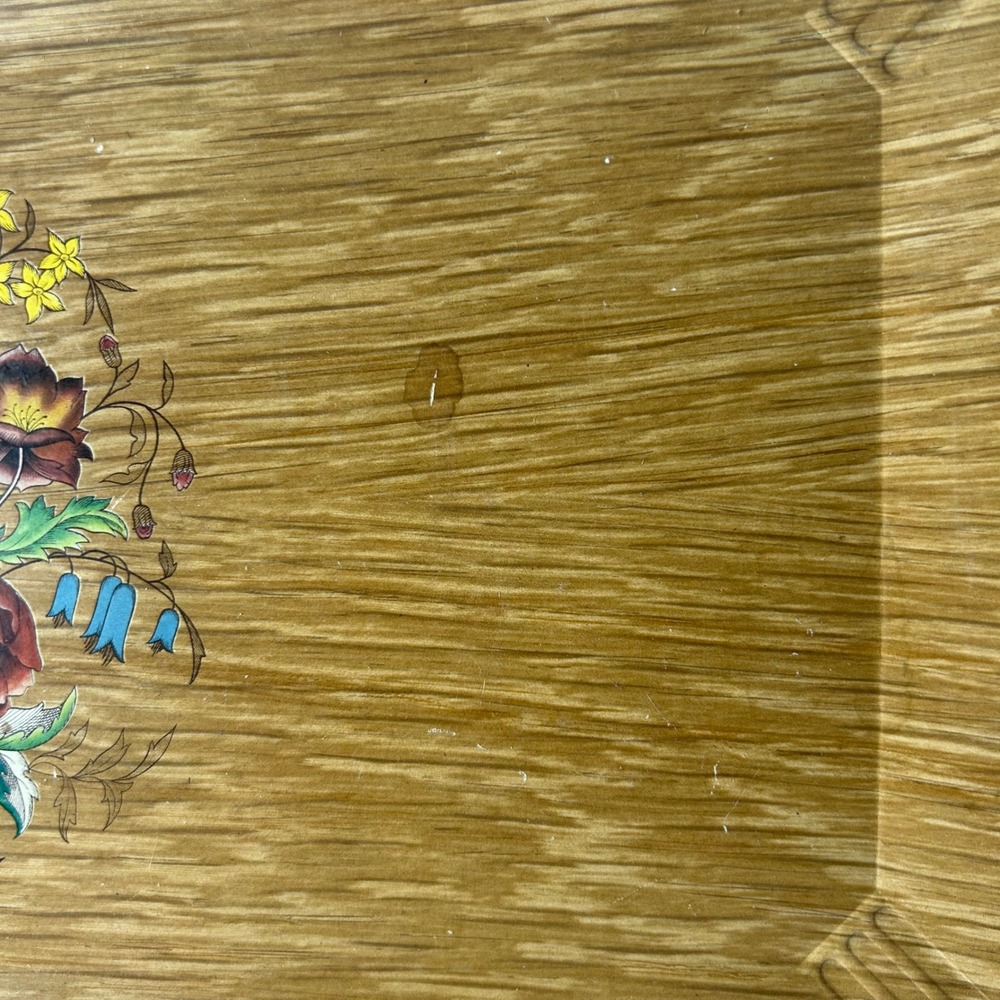 VTG Hasko Woodgrain Melamine Platter Tray Set of 4 Floral Mid Century MCM USA - Picture 10 of 16